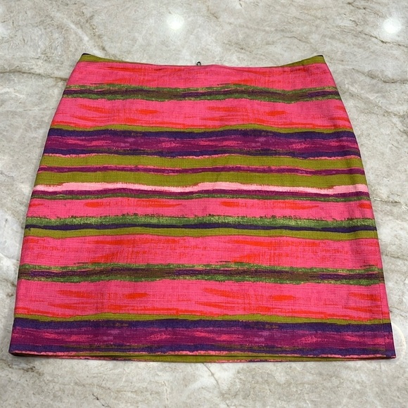 Ann Taylor Colorblock Striped Mini Skirt | Pink, Purple & Green | Size 10 - Picture 2 of 9